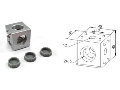 Obrázek Rohová spojka kostka 3D K45